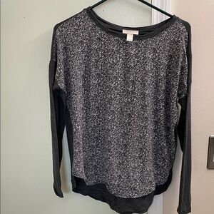Loft Black and Gray Long Sleeve Top